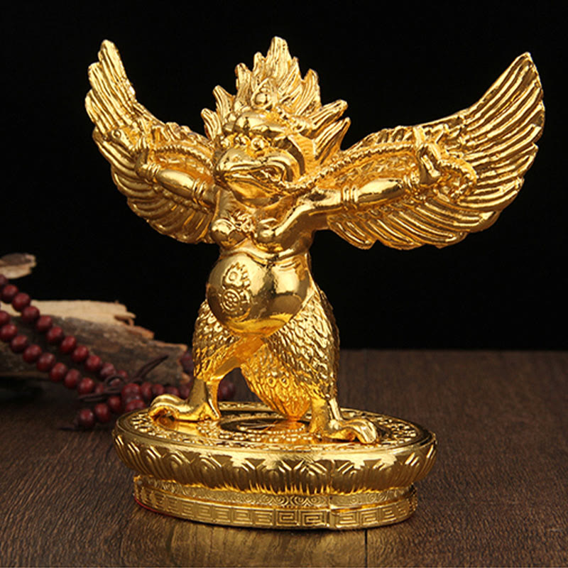 Tibetan Gold Garuda Bird Alloy Protection Home Decoration - image 5