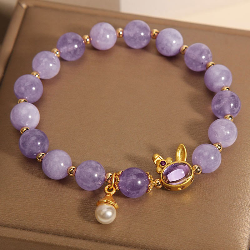 Buddha Stones Natural Purple Jade Rabbit Happiness Bracelet