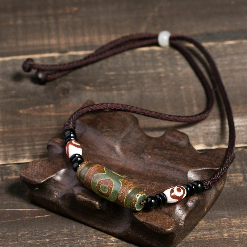 Buddha Stones Tibetan Nine-Eye Dzi Bead Protection String Necklace - image 5