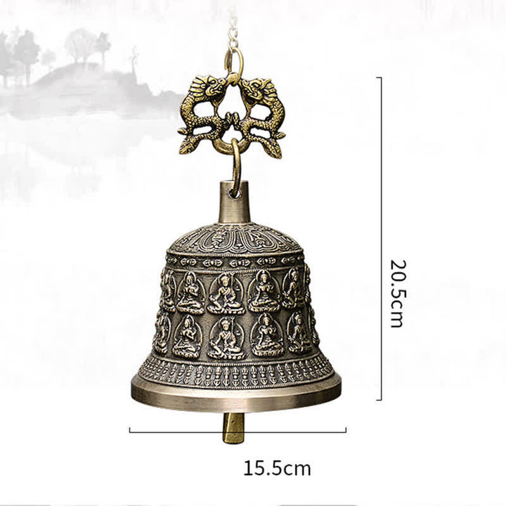 Tibetan Engraved Buddha Dragon Wind Chime Bell Copper Luck Wall Hanging Decoration - image 12