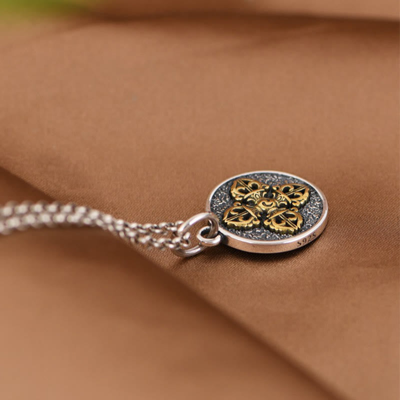 Buddha Stones 925 Sterling Silver Double Dorje Vajra Blessing Necklace Pendant - image 6