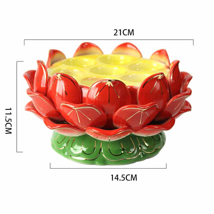 Meditation Prayer Altar Lotus Flower Candle Holder Buddhist Temple Rituals Use Items - Lotus Ceramics Candle Holder - image 9