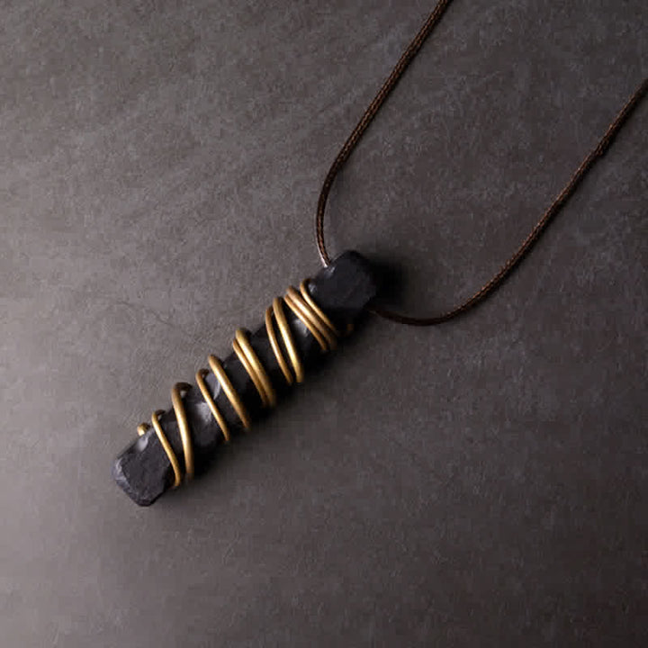 Buddha Stones Tibet Ebony Wood Brass Balance Peace Necklace Pendant - Ebony Wood (Balance ♥ Calm) - image 1
