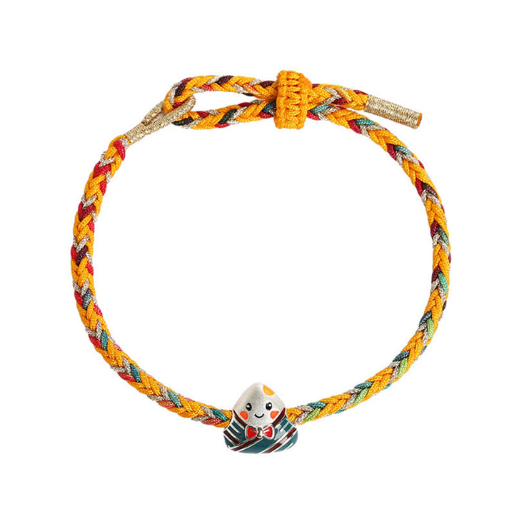 Buddha Stones 925 Sterling Silver Dragon Boat Festival Zongzi Pattern Luck Handmade Multicolored Rope Child Adult Bracelet - image 11