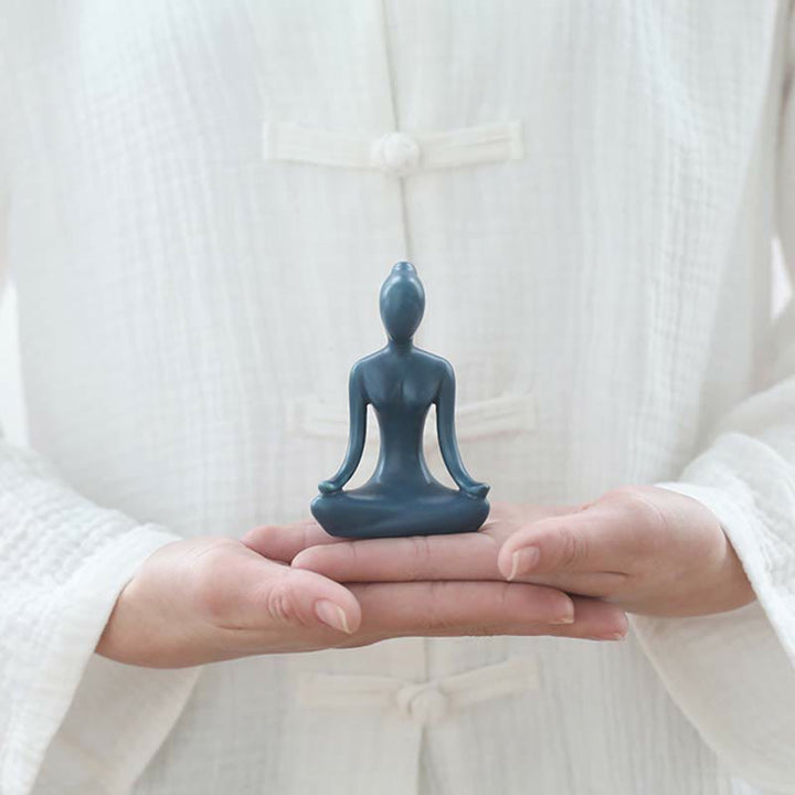 Abstract Yoga Meditation Exercise Ceramics Spiritual Figurine Sculpture Decoration - Blue - Meditation - image 0