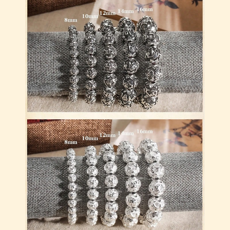 Buddha Stones Tibetan Om Mani Padme Hum Carved Alloy Beads Amulet Bracelet - image 14