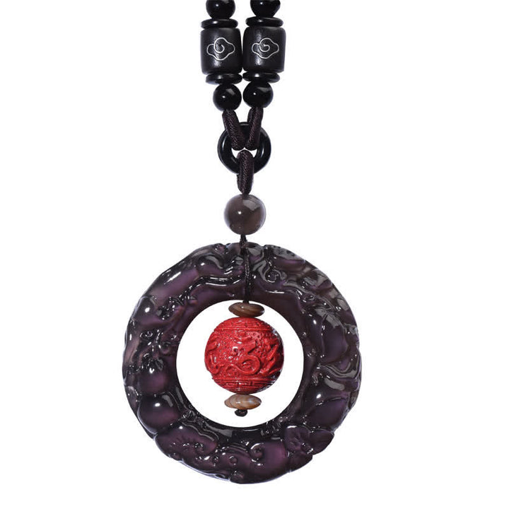 FengShui Natural Rainbow Obsidian PiXiu Cinnabar Healing Necklace Pendant - image 12
