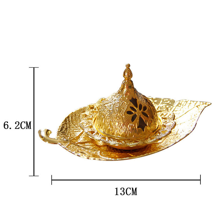 Tibetan Gold Mini Leaf Coaster Meditation Incense Burner - image 11