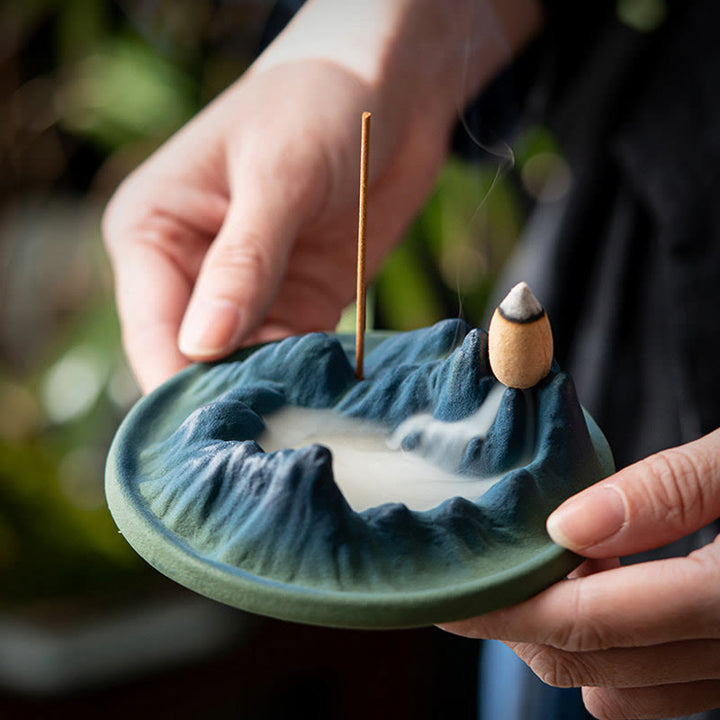 Creative Mountain River Ceramic Healing Backflow Incense Burner - image 7