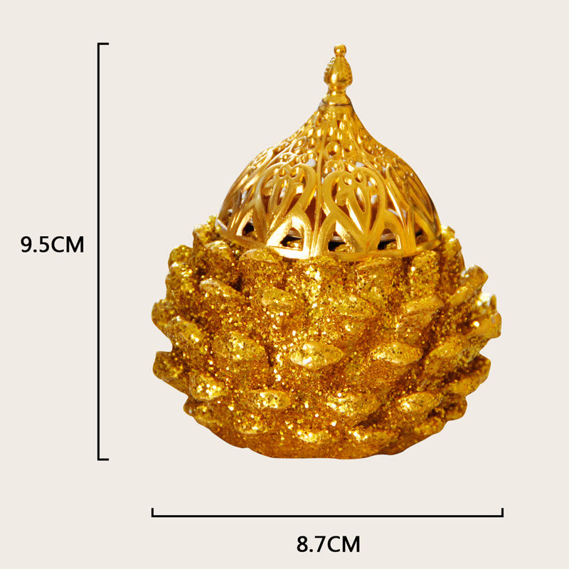 Gold Pine Cone Pattern Spiritual Rituals Mini Incense Burner Home Tabletop Decor - image 19