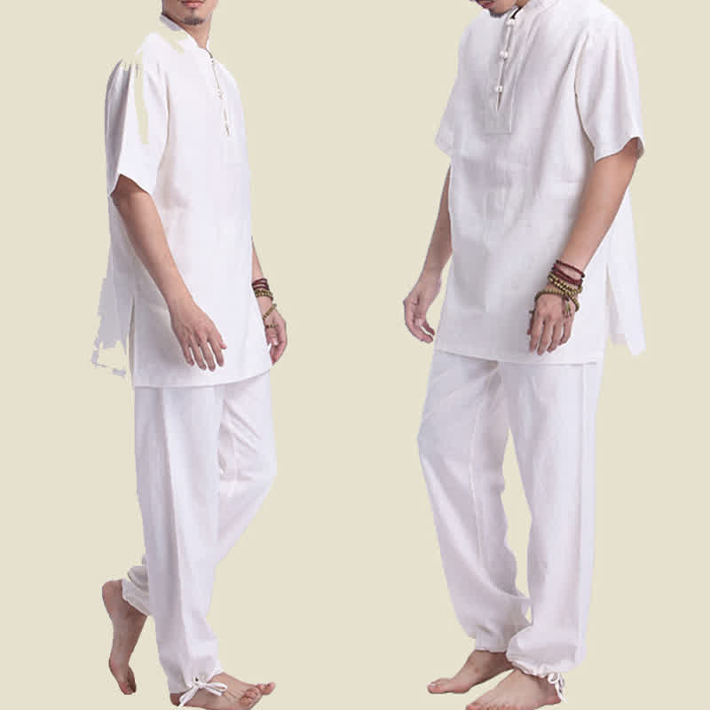 Spiritual Zen Meditation Prayer Practice Cotton Linen Clothing Men's Set