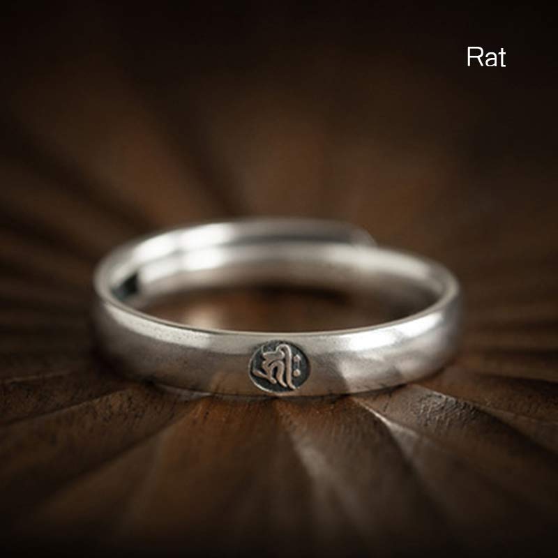 Buddha Stones 925 Sterling Silver Chinese Zodiac Natal Buddha Blessing Couple Ring - Rat - Women - image 8