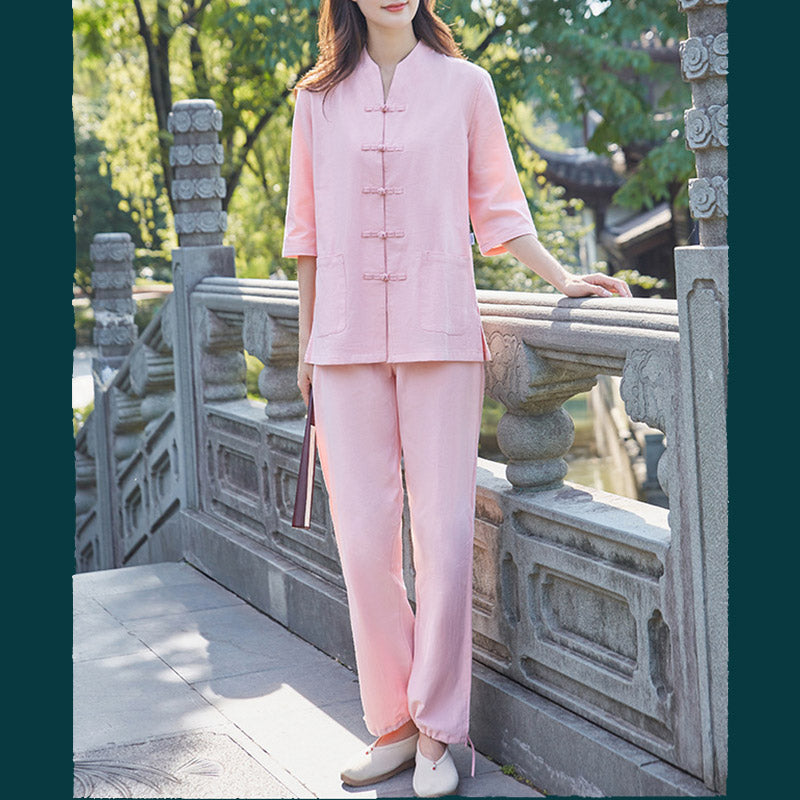 Spiritual Zen Practice Yoga Meditation Prayer Uniform Cotton Linen Clothing Women's Set - image 4