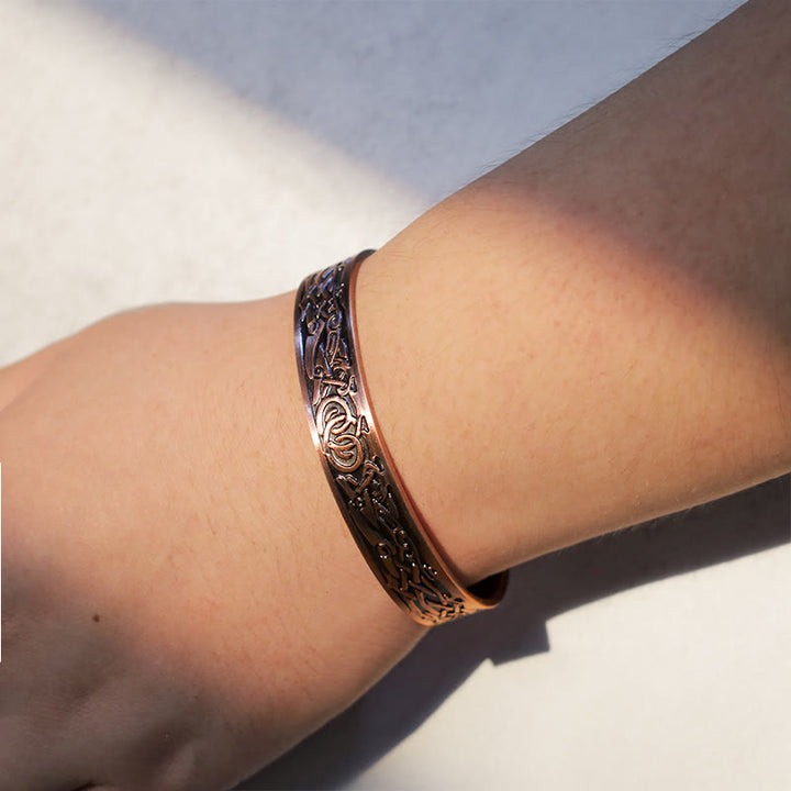 Buddha Stones Viking Birds Magnetic Copper Adjustable Cuff Bracelet Bangle - image 4