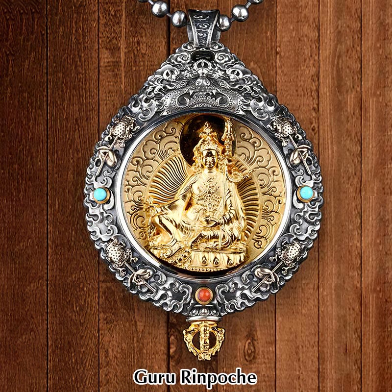 Buddha Stones Chinese Zodiac Natal Buddha Thangka Nine Palaces Eight Diagrams Wealth Rotatable Necklace Pendant - Guru Rinpoche - image 12