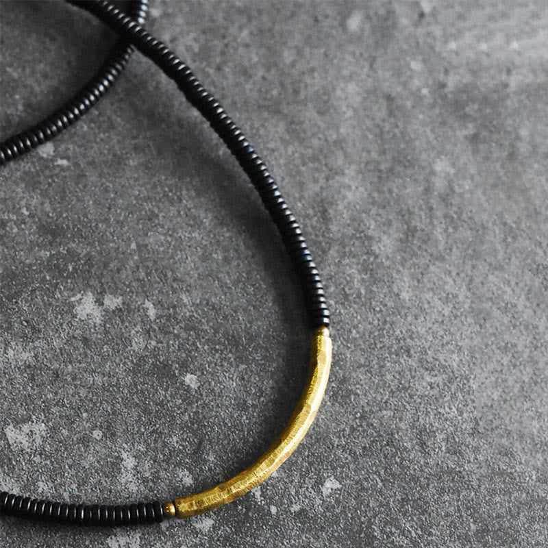 Buddha Stones Ebony Wood Brass Copper Balance Multilayered Bracelet - image 11