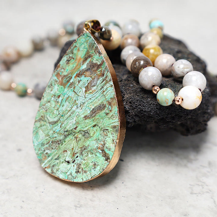 Buddha Stones Natural Ocean Picasso Jasper Beaded Healing Neckace