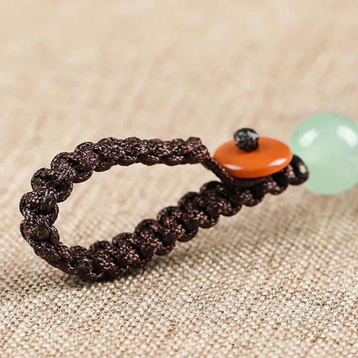 Buddha Stones Mini Small Leaf Red Sandalwood Ebony Wood Lucky Cat Lovely Kitty Peace Key Chain Phone Hanging Decoration - image 8