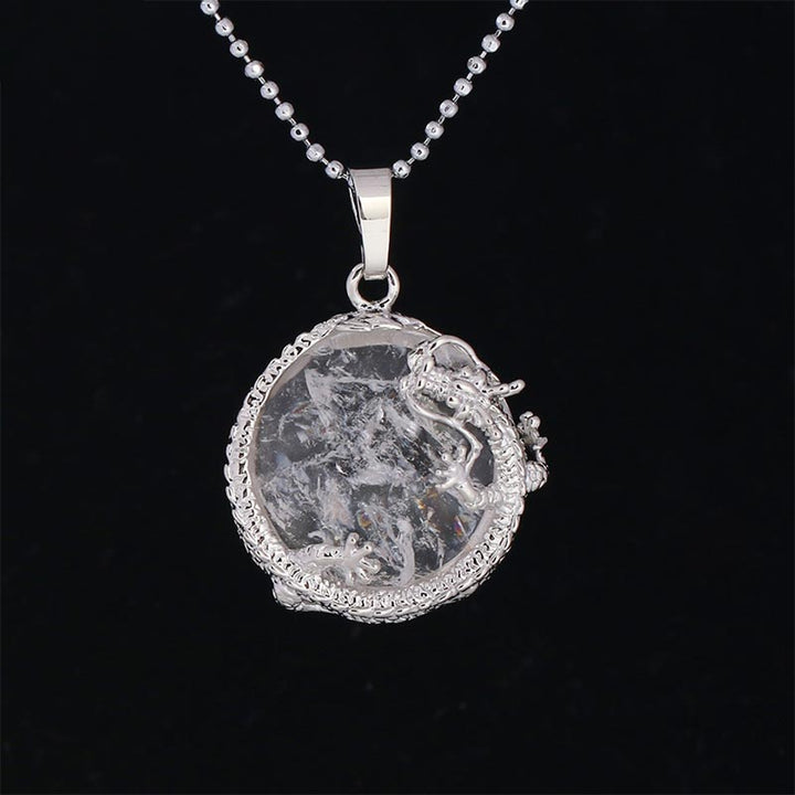 Buddha Stones Chinese Dragon Natural Quartz Crystal Healing Energy Necklace Pendant - White Crystal - image 23