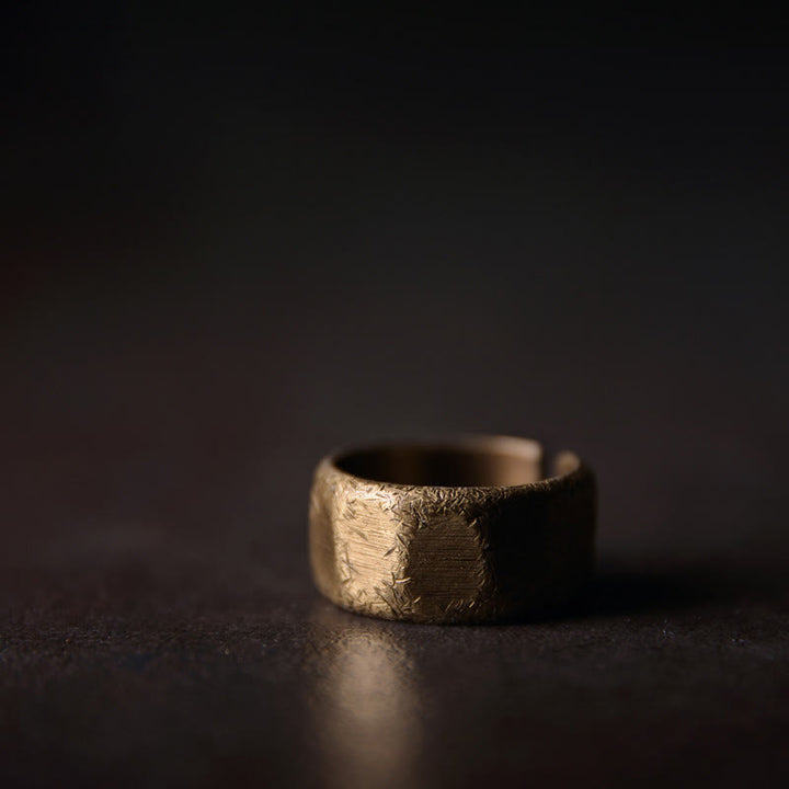 Tibetan Simple Design Copper Brass Frosted Wealth Ring - 10mm - 56.2mm - image 8