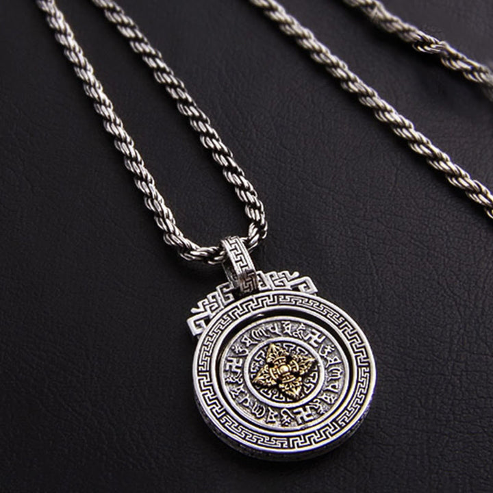 Buddha Stones Tibetan Om Mani Padme Hum Double Dorje Vajra Rotatable Purity Peace Necklace Pendant - Om Mani Padme Hum Double Dorje Vajra - image 7