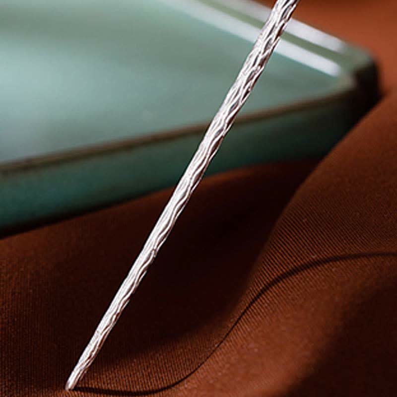 925 Sterling Silver Hetian White Jade Flower Blessing Hairpin - image 15