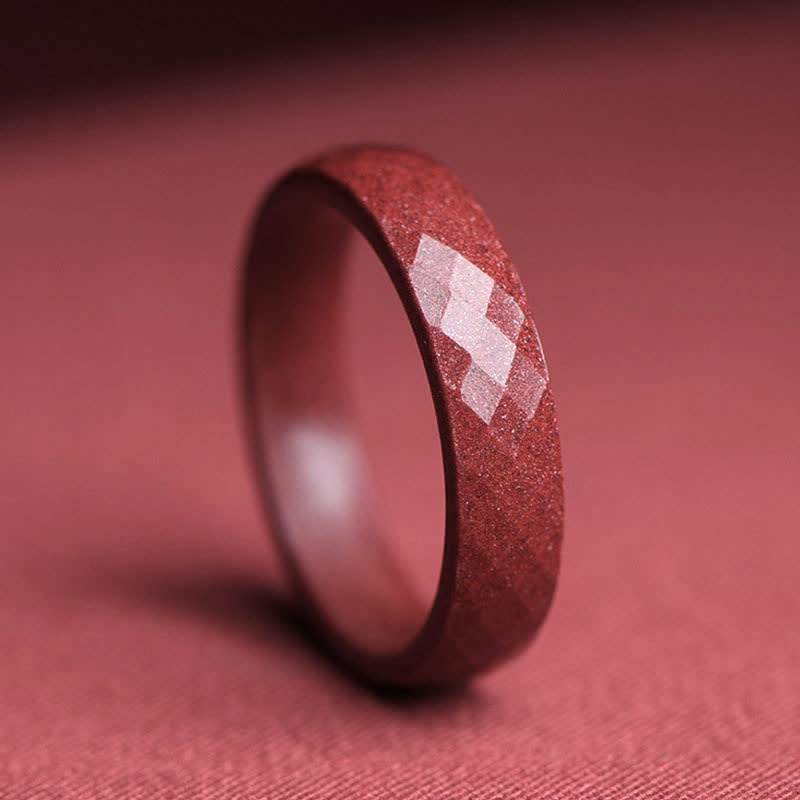 Buddha Stones Cinnabar Om Mani Padme Hum Auspicious Clouds Blessing Ring - Prismatic - 22mm - image 3