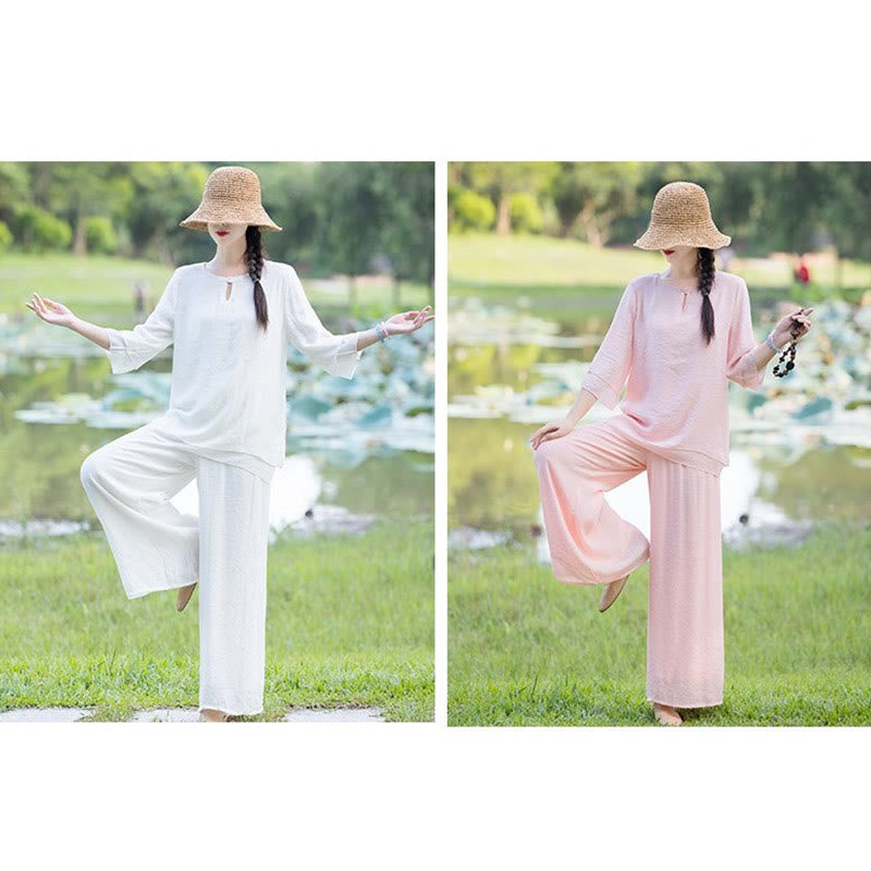 Tai Chi Meditation Prayer Zen Spiritual Morning Practice Clothing Women's Set - image 22