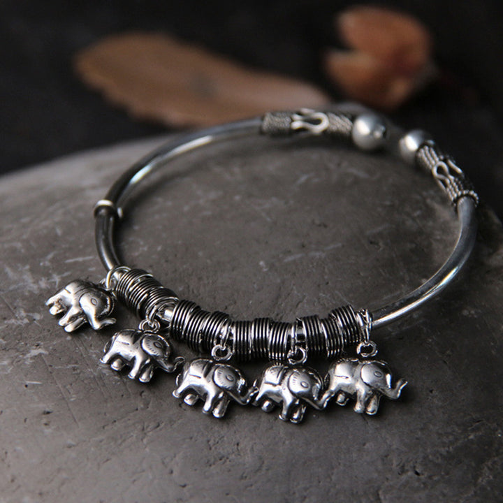Buddha Stones 925 Sterling Silver Elephant Strength Bracelet Bangle - ELEPHANT SYMBOL (STRENGTH ♥ WISDOM) - image 1