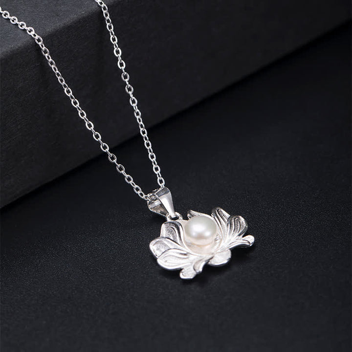Buddha Stones 925 Sterling Silver Lotus Flower Pearl Wealth Necklace Pendant - image 6