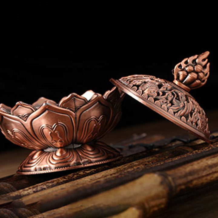 Buddha Stones Tibetan Lotus Shaped Purify Incense Burner - image 4