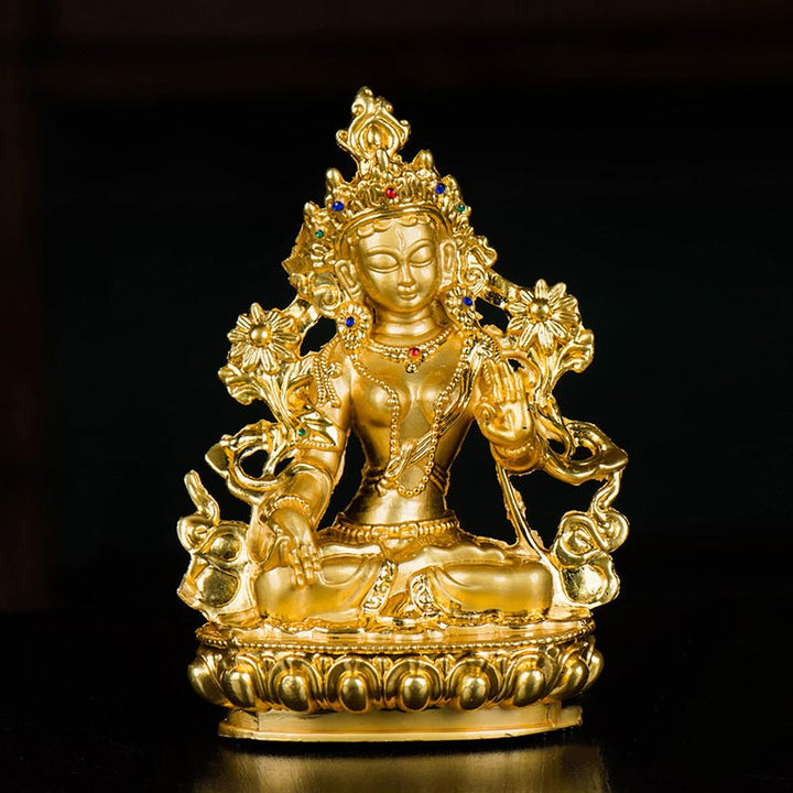 Bodhisattva White Tara Hope Protection Gold Plated Statue Decoration