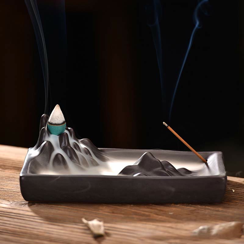 Mountains Flowing Water Ceramic Blessing Backflow Incense Burner - image 2