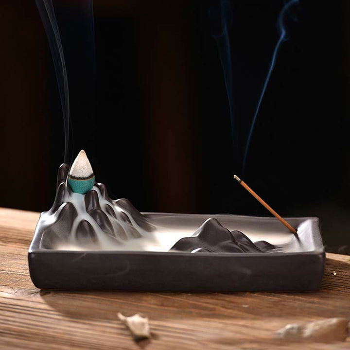 Mountains Flowing Water Ceramic Blessing Backflow Incense Burner - image 2