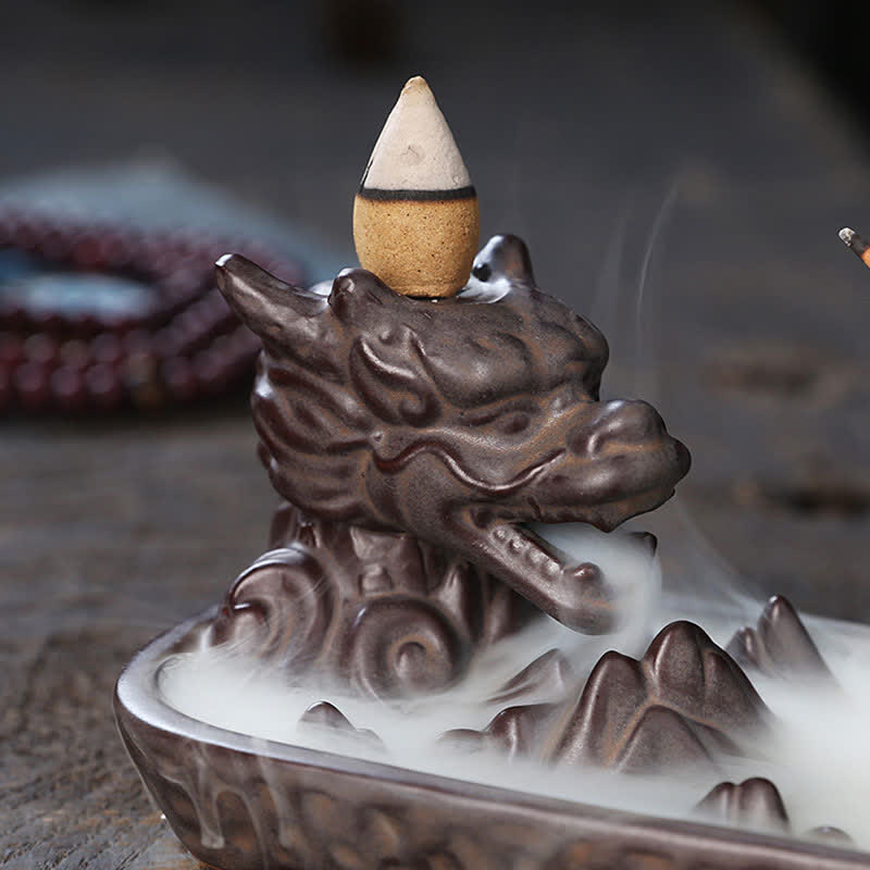 Buddha Stones Dragon Mountain Strength Ceramic Incense Burner Decoration - image 4