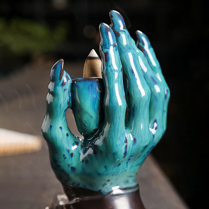 Buddha Stones Halloween Ghost Hand Skull Head Ceramic Peace Healing Incense Burner Decoration - image 13