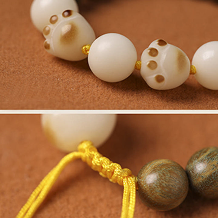 Buddha Stones Natural Green Sandalwood Bodhi Seed Cat Paw Claw Cure Bracelet - image 7