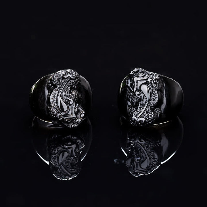 FengShui PiXiu Black Obsidian Strength Ring