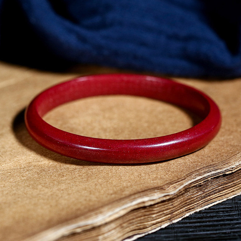 Buddha Stones Cinnabar Heart Sutra Engraving Blessing Bangle Bracelet - image 3