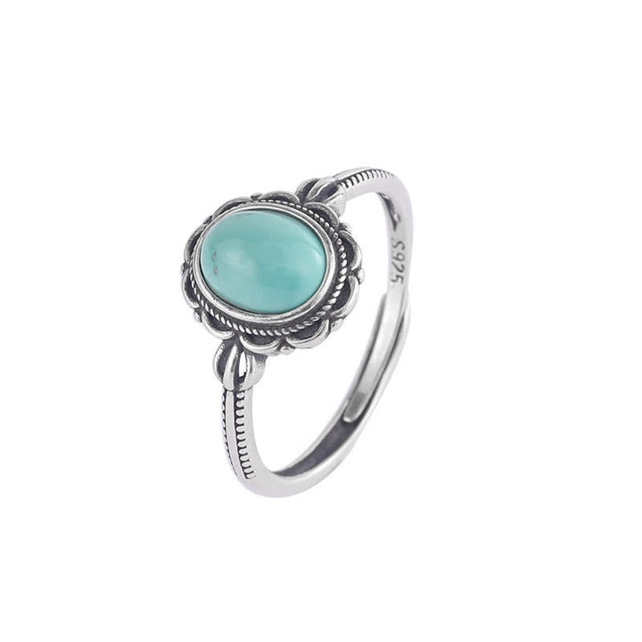 925 Sterling Silver Tibetan Turquoise Red Agate Protection Ring - image 5