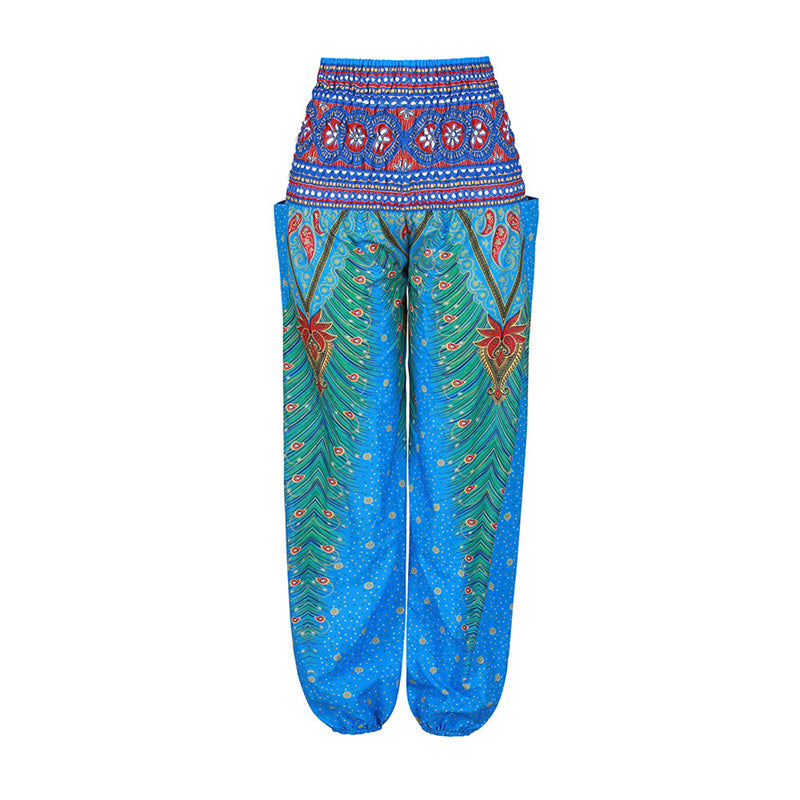 Buddha Stones Hippie Pants Baggy Boho High Waist Lounge Trousers with Pockets Women's Yoga Pants