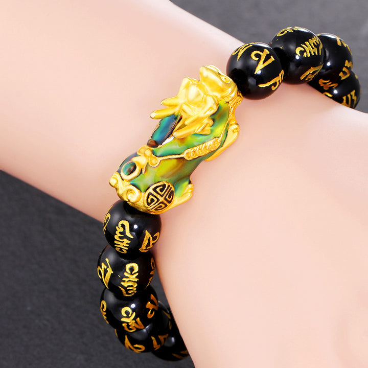 FengShui PiXiu Obsidian Om Mani Padme Hum Wealth Bracelet - image 4