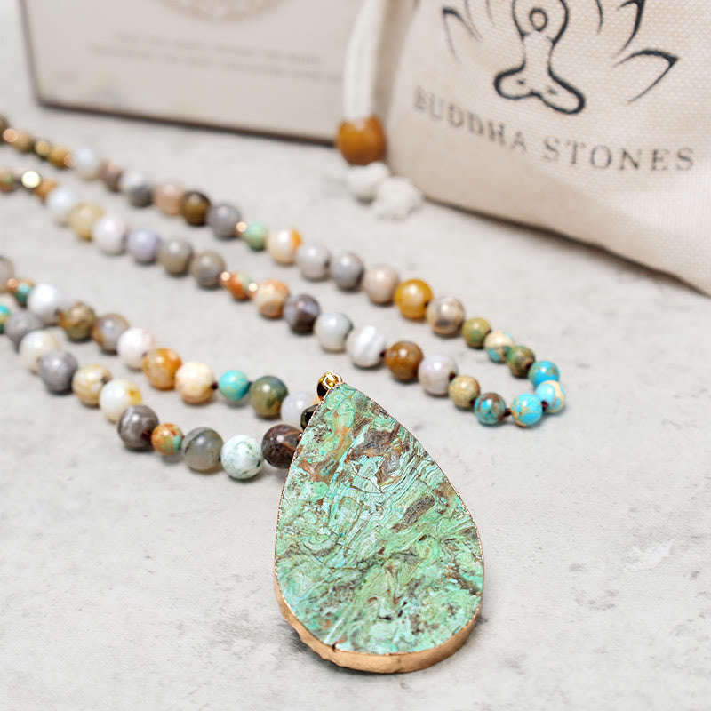 Buddha Stones Natural Ocean Picasso Jasper Beaded Healing Neckace