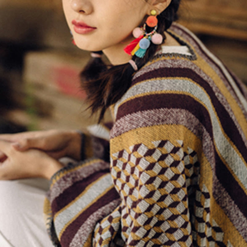 Tibetan Shawl Classic Pattern Winter Cozy Warm Travel Scarf Wrap - image 14