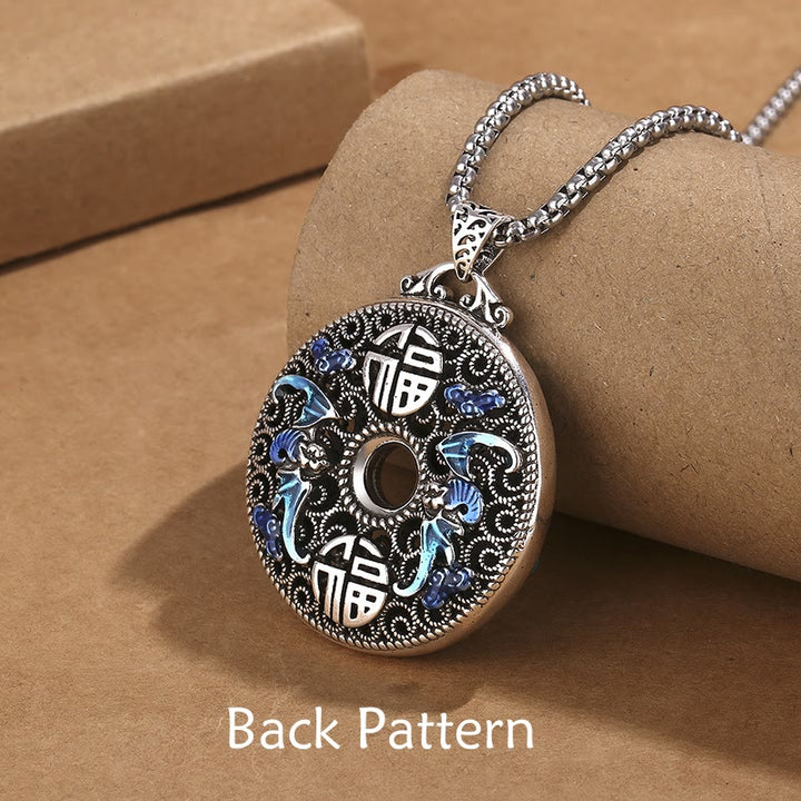 Buddha Stones Koi Fish Lotus Peace Buckle Fu Character Wealth Luck Necklace Pendant - image 3