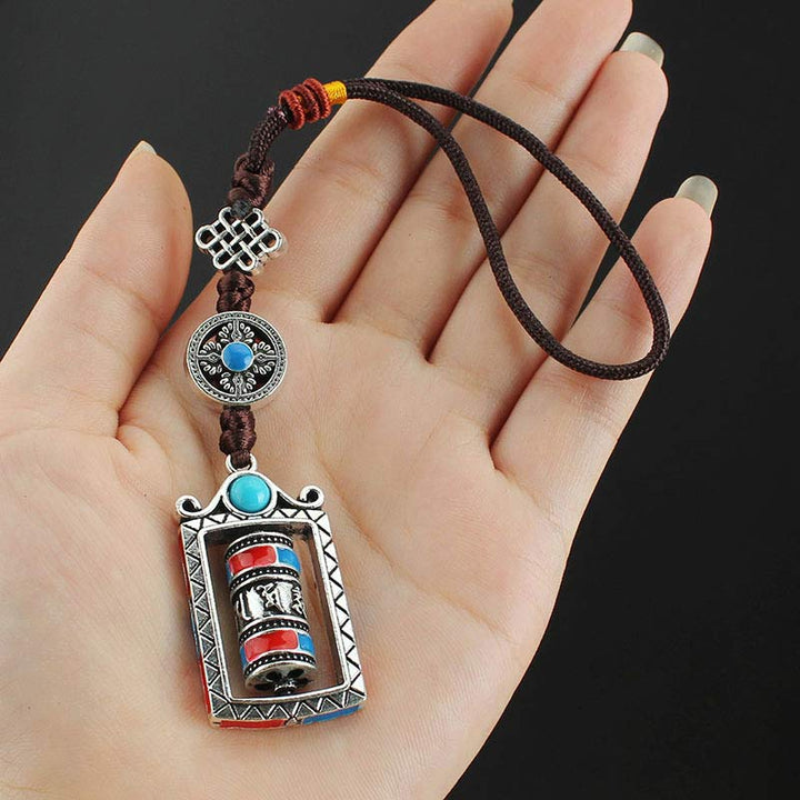 Six True Words Prayer Wheel Rotation Knot Blessing Keychain Decoration - image 3