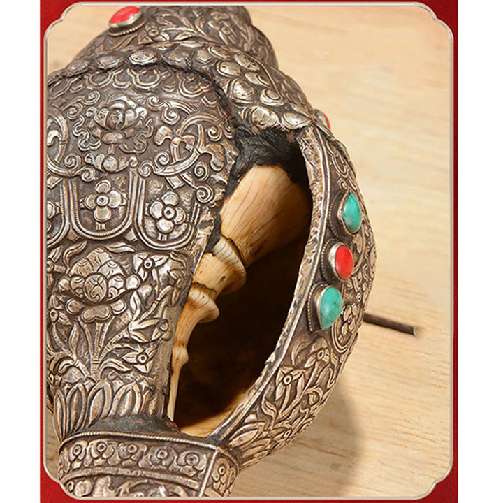 Tibetan Handmade Natural Shankha Engraved Eight Auspicious Symbols Conch Shell Lucky Home Decoration - image 8