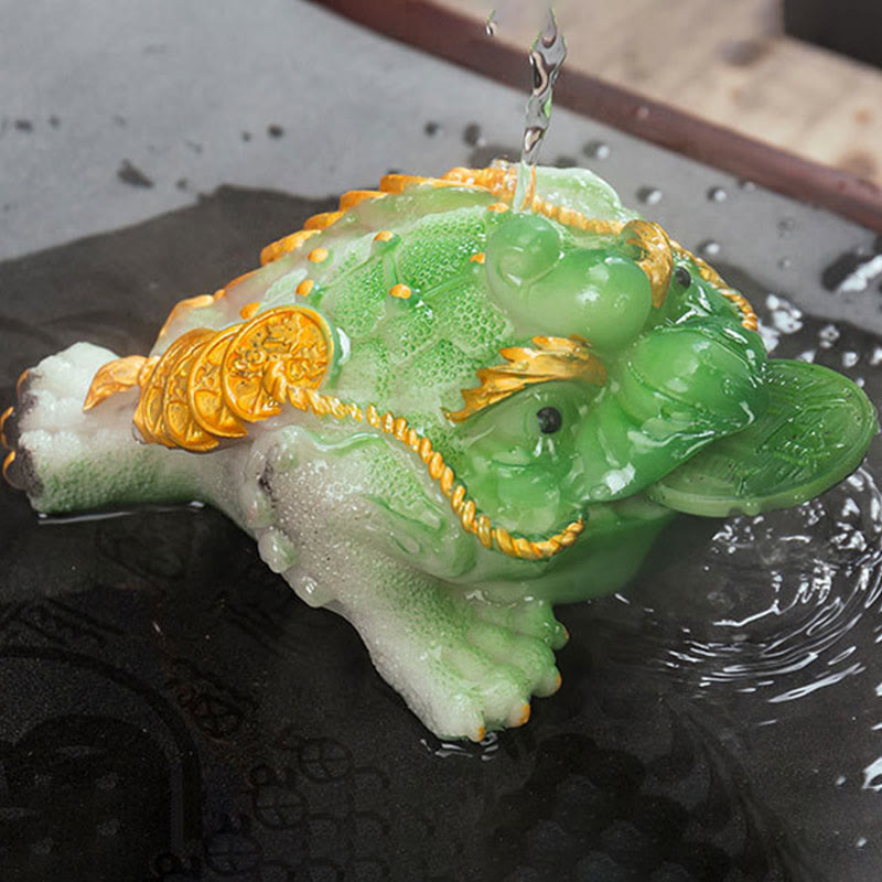 Buddha Stones Color Changing FengShui Wealth Lucky Frog Copper Coin Tea Pet Resin Figurine Decoration - image 21