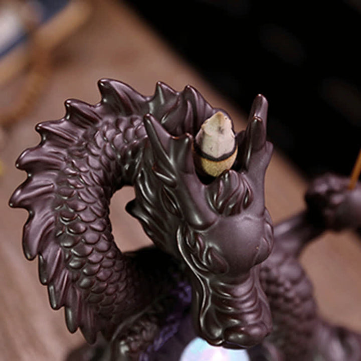 Auspicious Dragon Ceramic Backflow Smoke Fountain Meditation Healing Incense Burner Led Ball Decoration - image 7