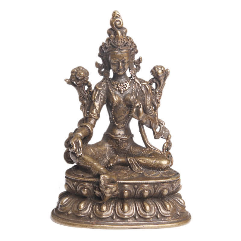 Bodhisattva Green Tara Calm Hope Copper Statue Decoration - image 8